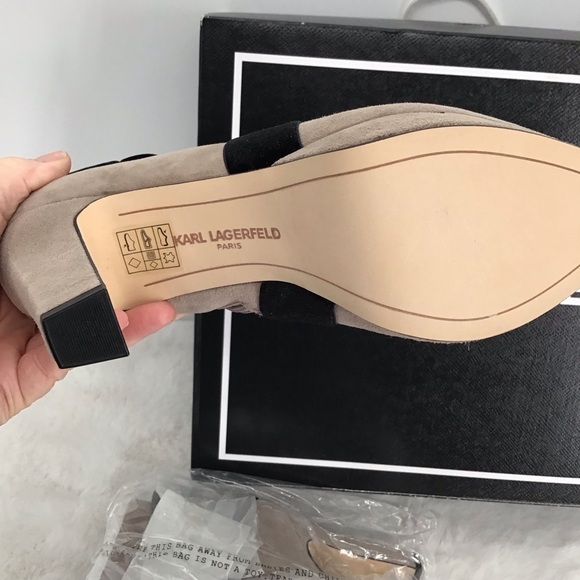 Karl Lagerfeld Paris NWT Mila KidSuede Platform Booties Taupe/Black Size 7.5 - Picture 9 of 9